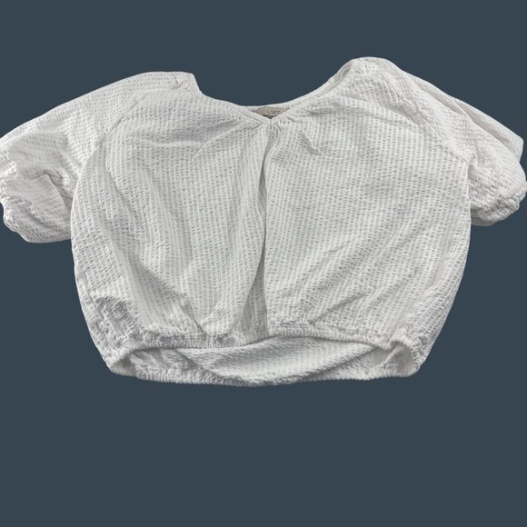 Loft Womens Textured White Crop Top XL Cotton - Picture 1 of 5